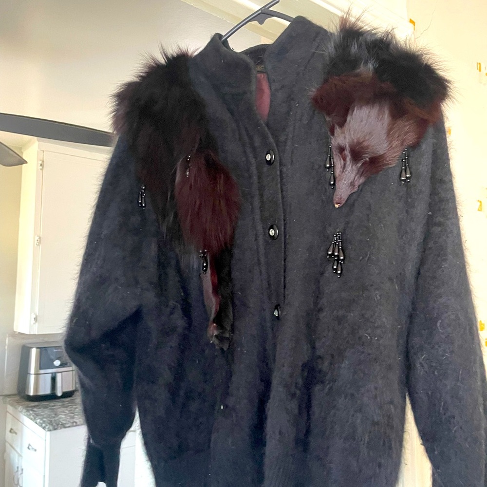 A mink vintage coat with head and feet